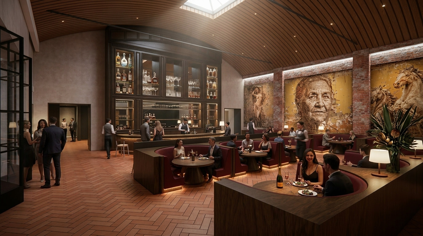 Food-E Ventures concept — bar and lounge rendering